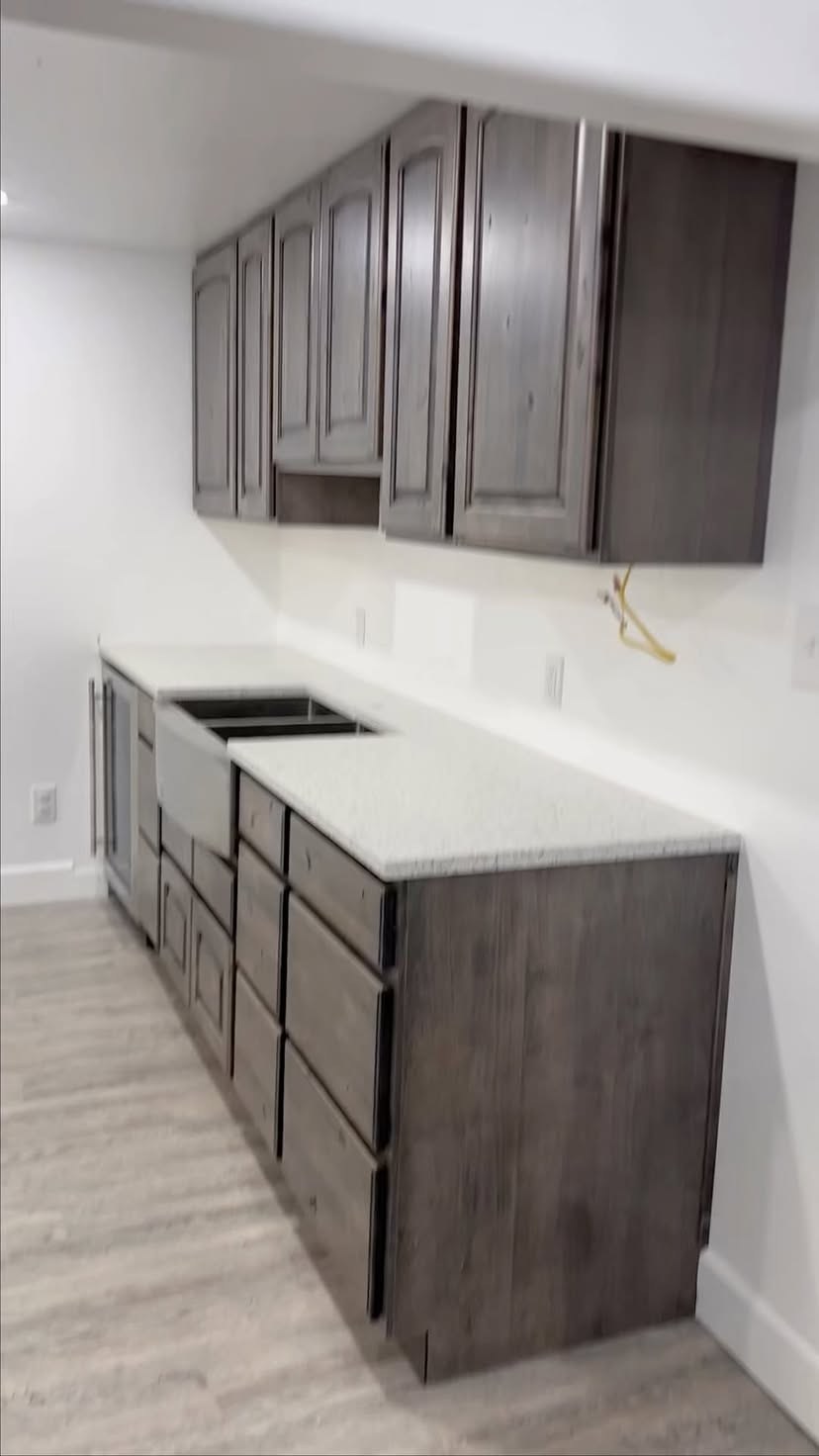 Kitchen cabinetry install in progress