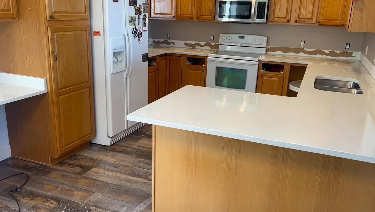 Wet bar cabinetry install in progress